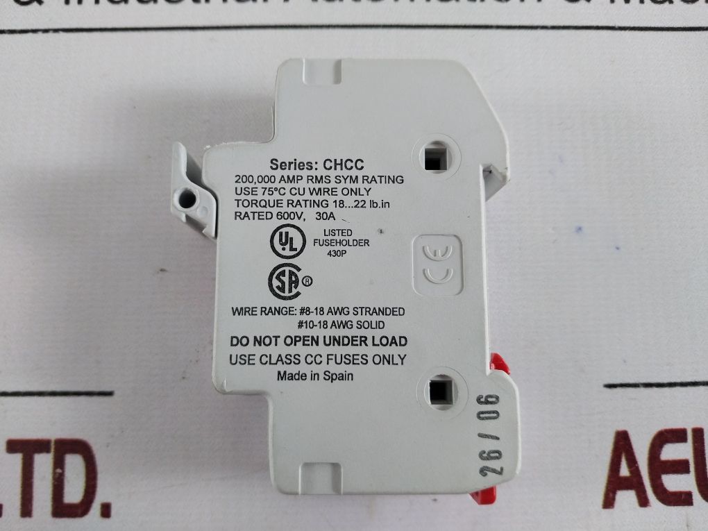 Lot Of 5X Bussmann Chcc1Di Fuse Holder 600V,30A