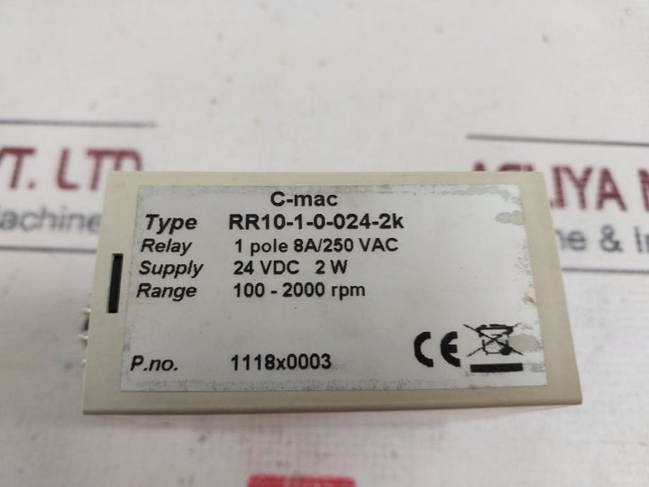 C-mac Rr10-1-0-024-2K Tachometer Relay 0-10 Sec.