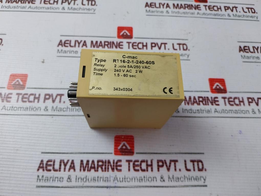 C-mac Rt16-2-1-240-60S Delay On Release Timer 2 Pole 5A/250 Vac 