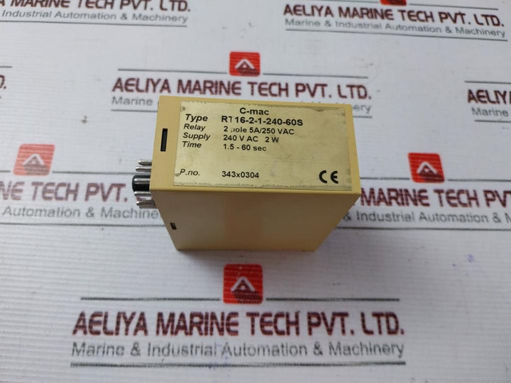 C-mac Rt16-2-1-240-60S Delay On Release Timer 2 Pole 5A/250 Vac 