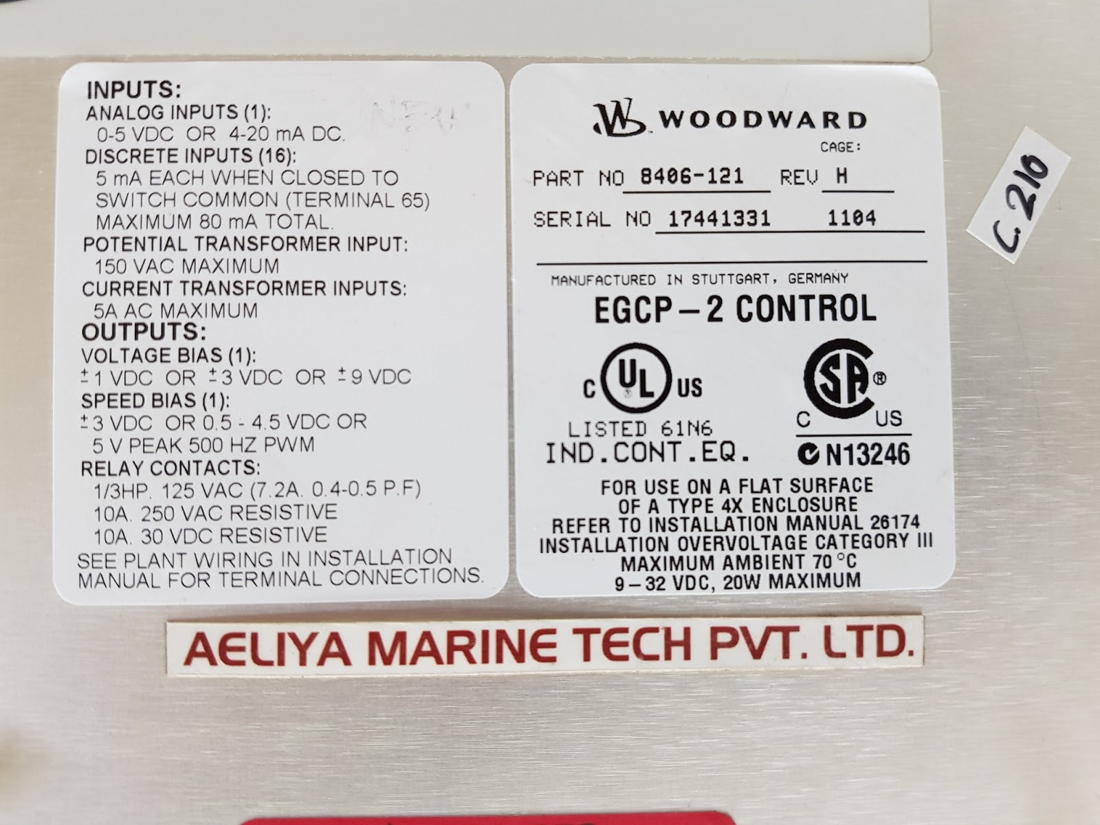woodward 8406-121 egcp-2 control