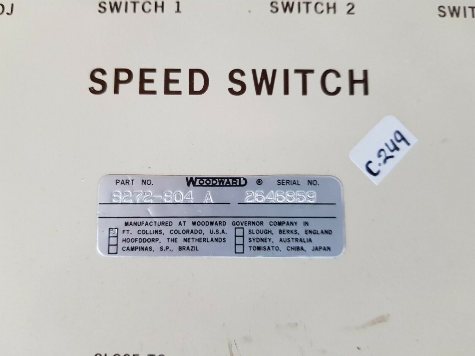 Woodward 8272-804 a speed switch