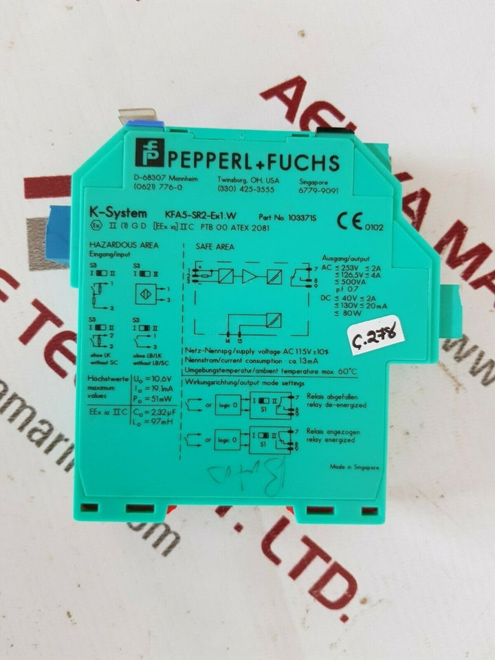Pepperl+fuchs k-system kfa5-sr2 ex1.w switch amplifier 103371s