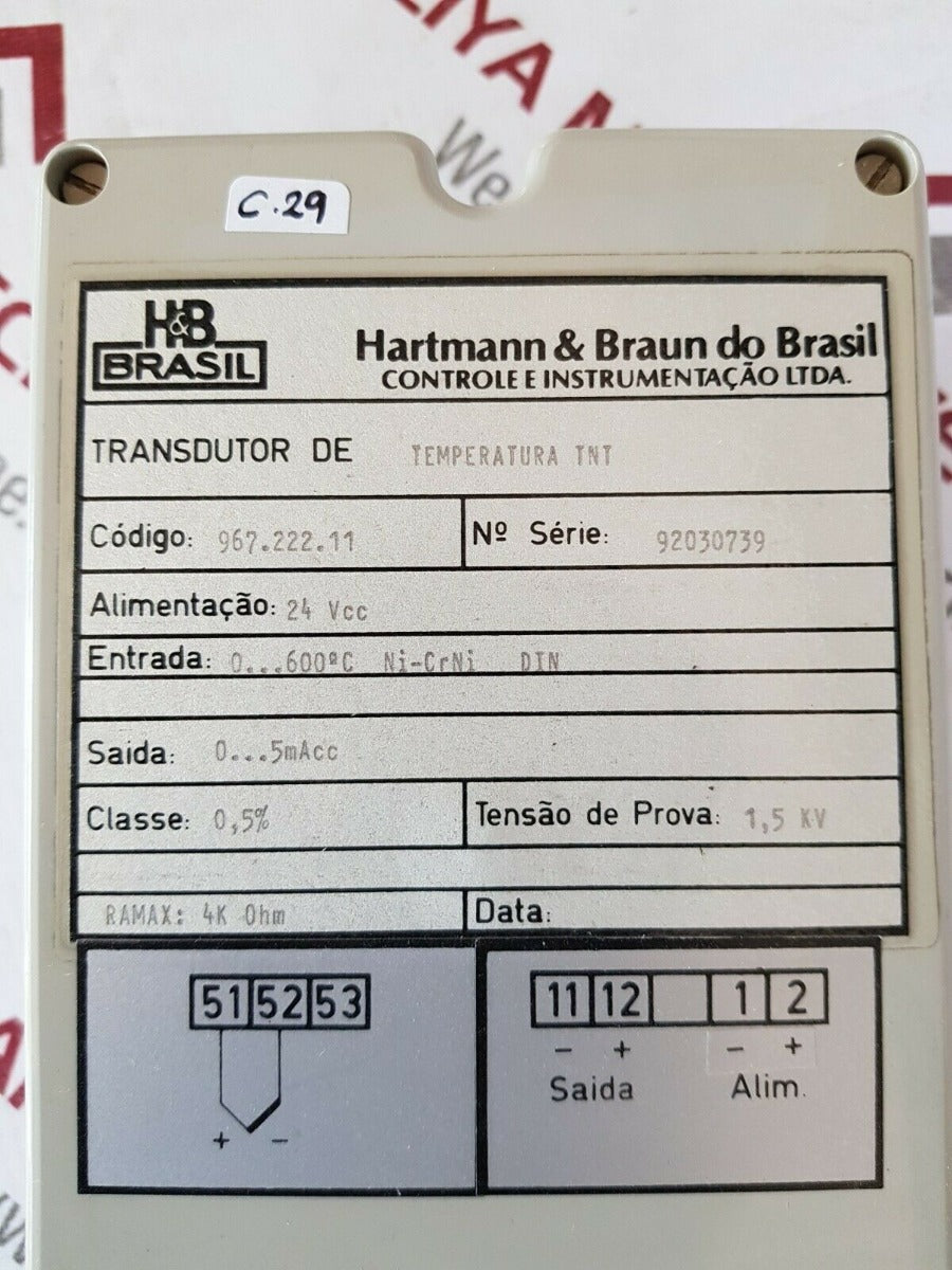 H&b brasil 967.222.11 transdutor de temperatura tnt