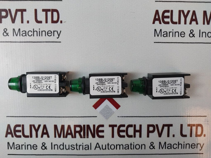 Lot Of 5X C3 Controls 13Sblg120St Pilot Indicator-green Light /Lamp 120V Ac/Dc