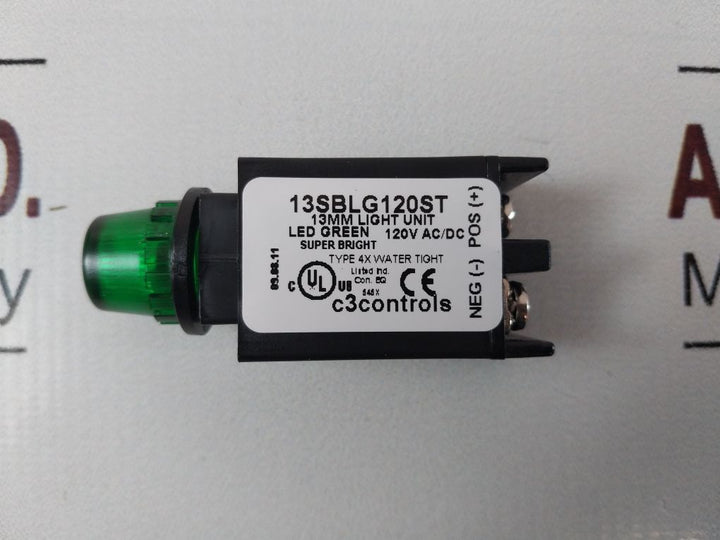 Lot Of 5X C3 Controls 13Sblg120St Pilot Indicator-green Light /Lamp 120V Ac/Dc