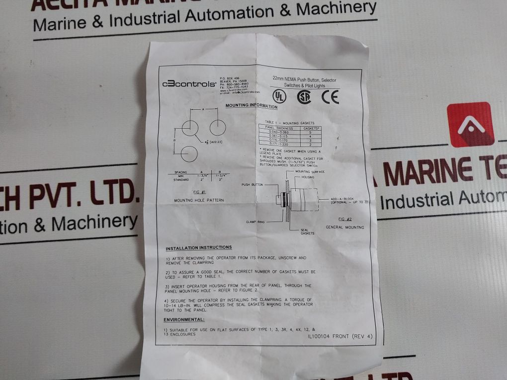 C3Controls 22Ppnonc-xpmrd Push Pull Button With Polyester Clamp Mushroom Cap