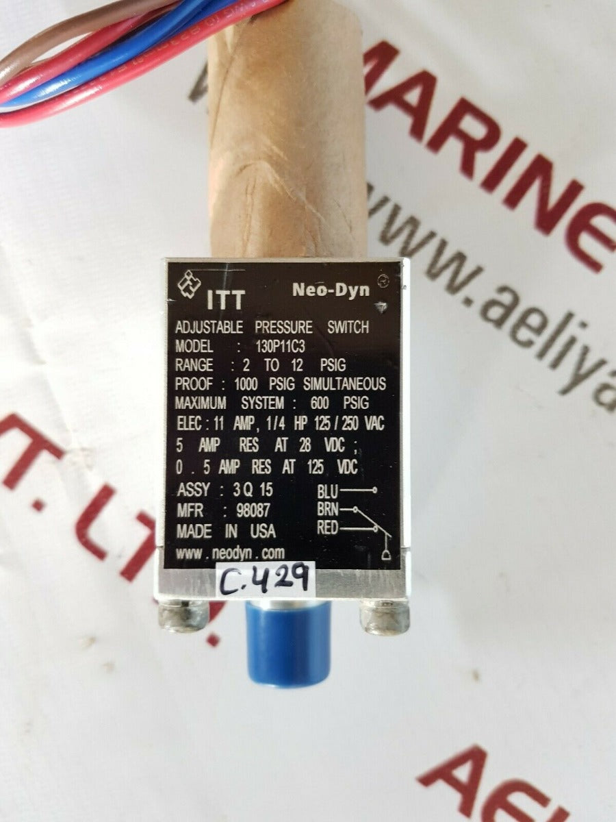 Itt neo-dyn 130p11c3 adjustable pressure switch