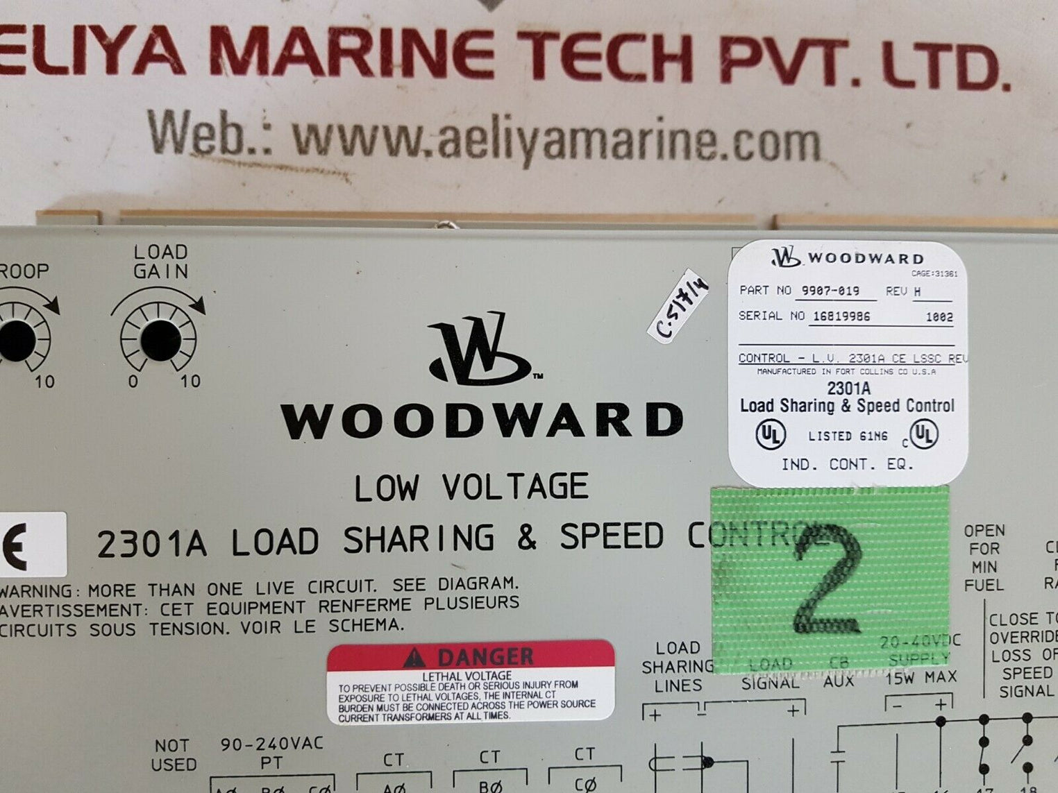 Woodward 9907-019 low voltage 2301a load sharing & speed control