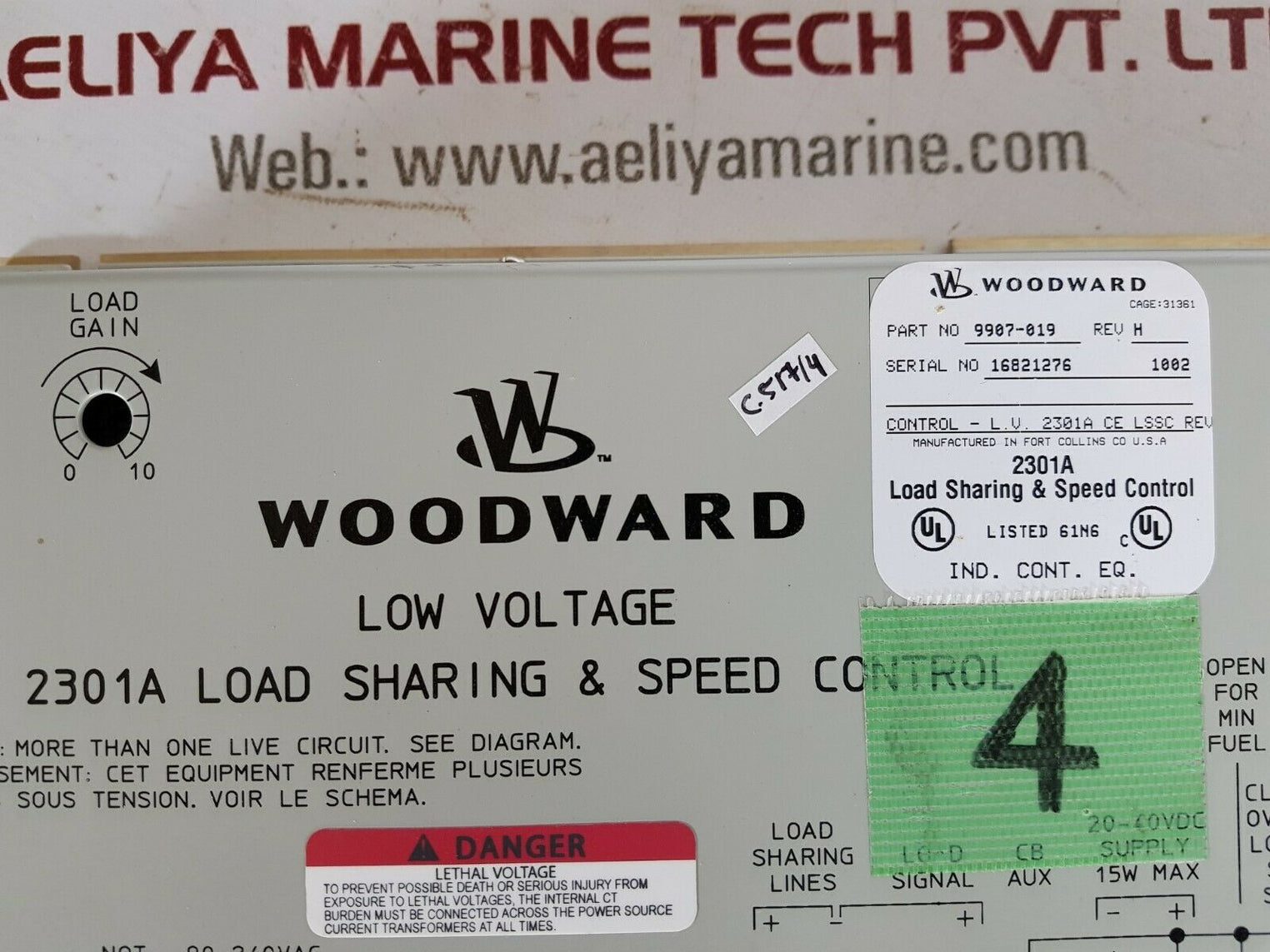 Woodward 9907-019 low voltage 2301a load sharing & speed control