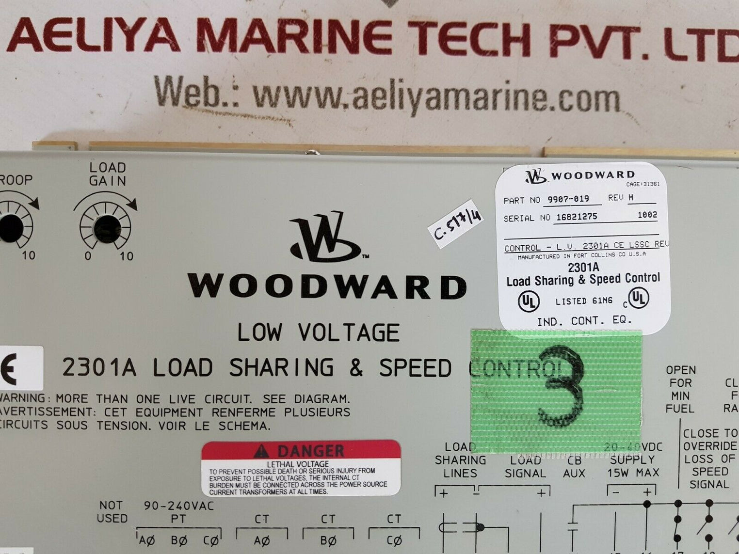 Woodward 9907-019 low voltage 2301a load sharing & speed control
