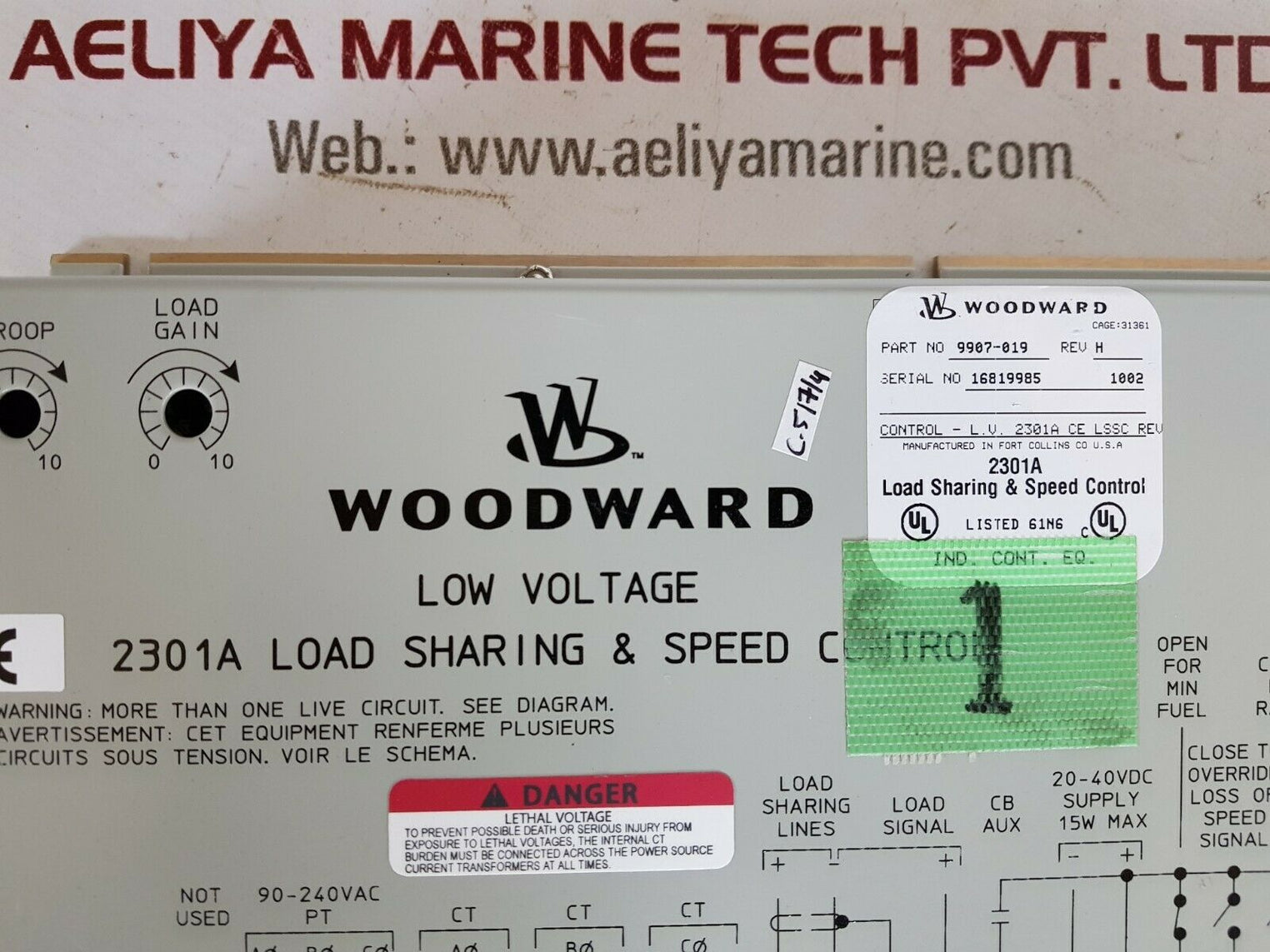 Woodward 9907-019 low voltage 2301a load sharing & speed control