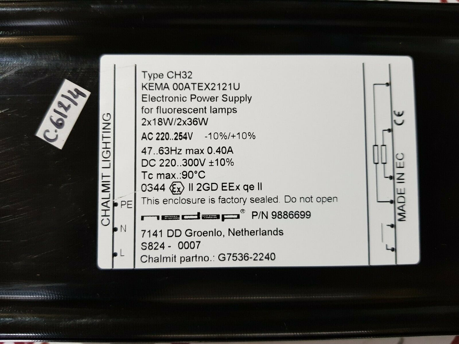 Chalmit lighting ch32 electronic power supply kema 00a tex2121u