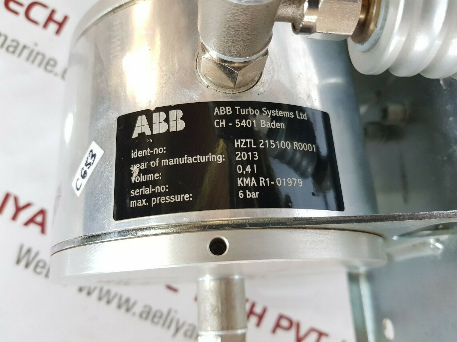 Abb turbo systems hztl 215100 r0001 dosing vessel with plug