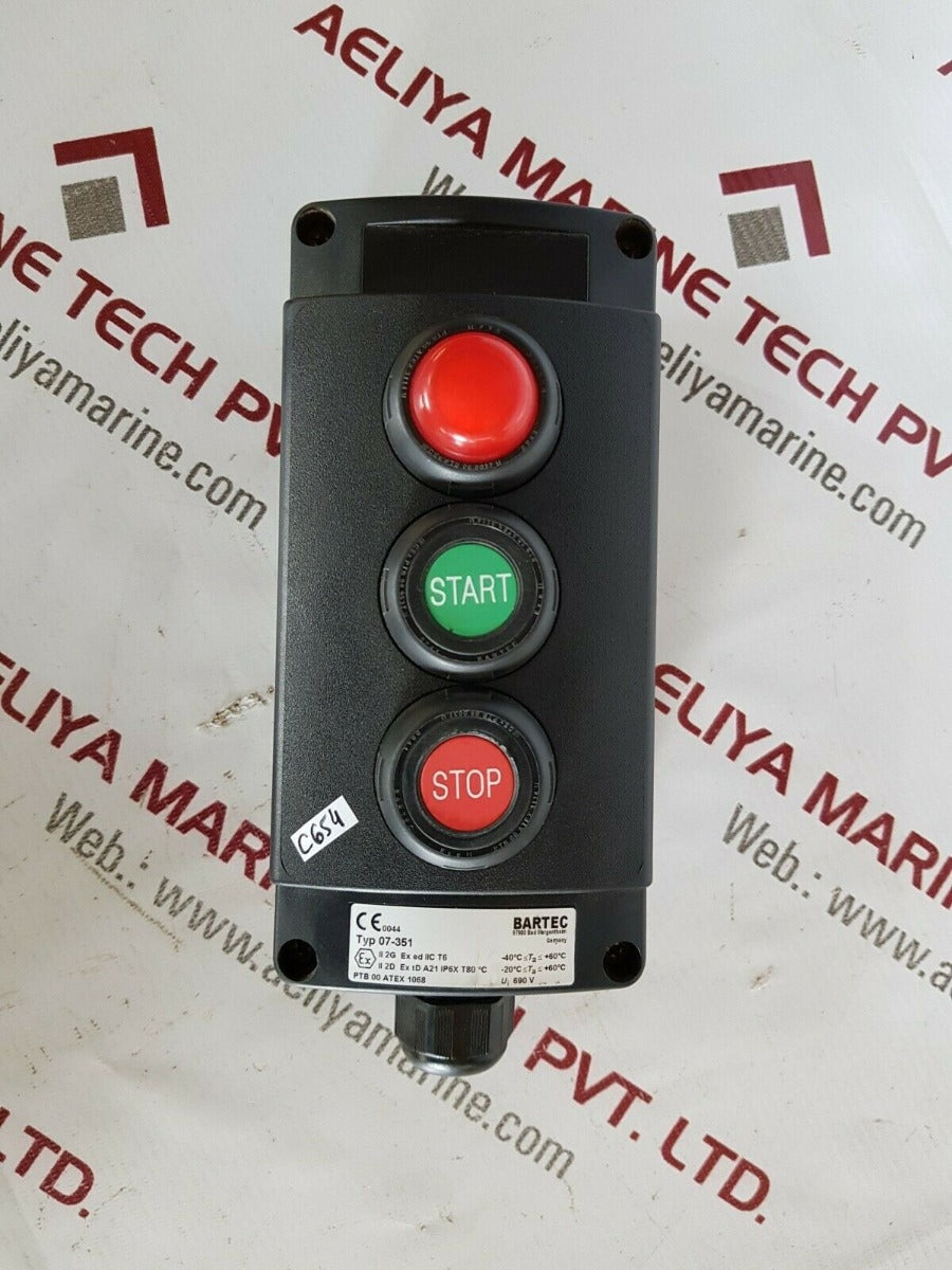 Bartec 07-351 emergency push button stop control station switch ptb 00 atex 1068