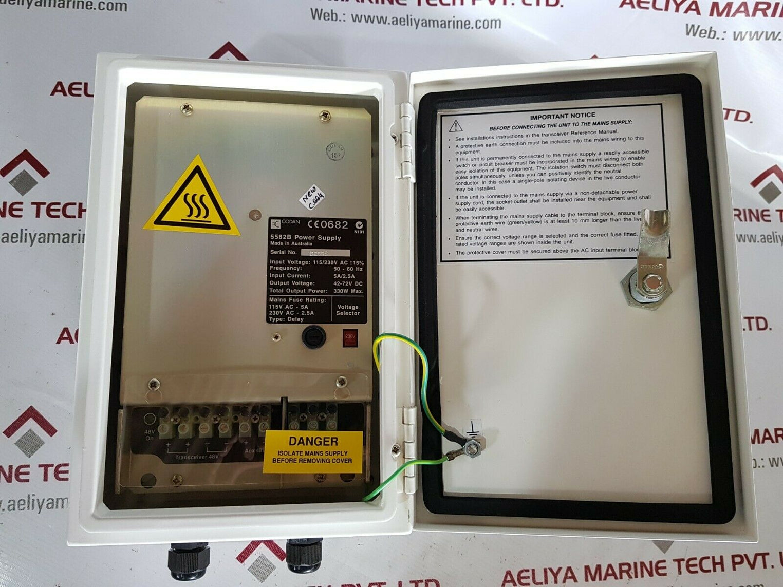 Codan 5582b power supply unit input 115/230v output 42-72v dc 330w