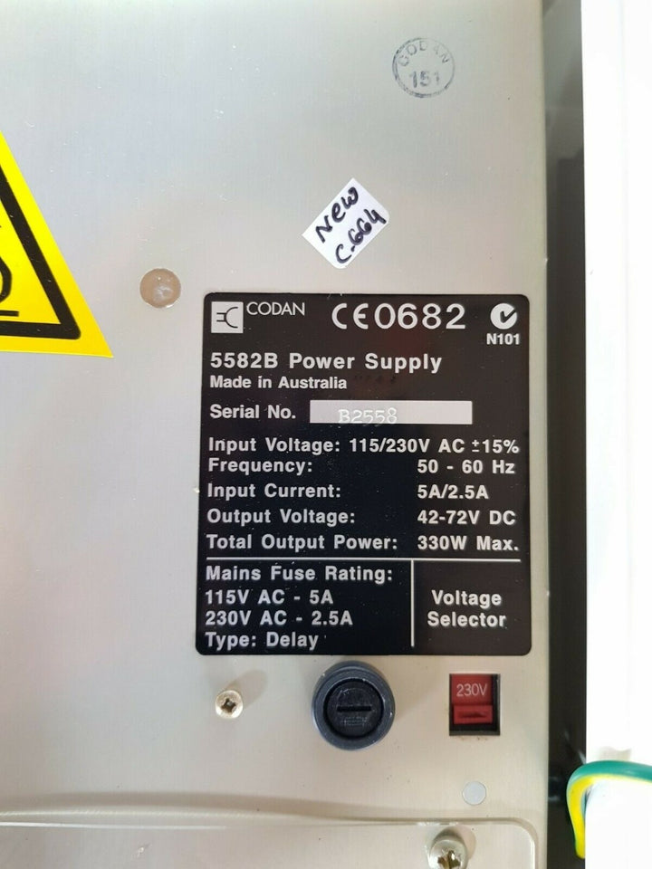 Codan 5582b power supply unit input 115/230v output 42-72v dc 330w