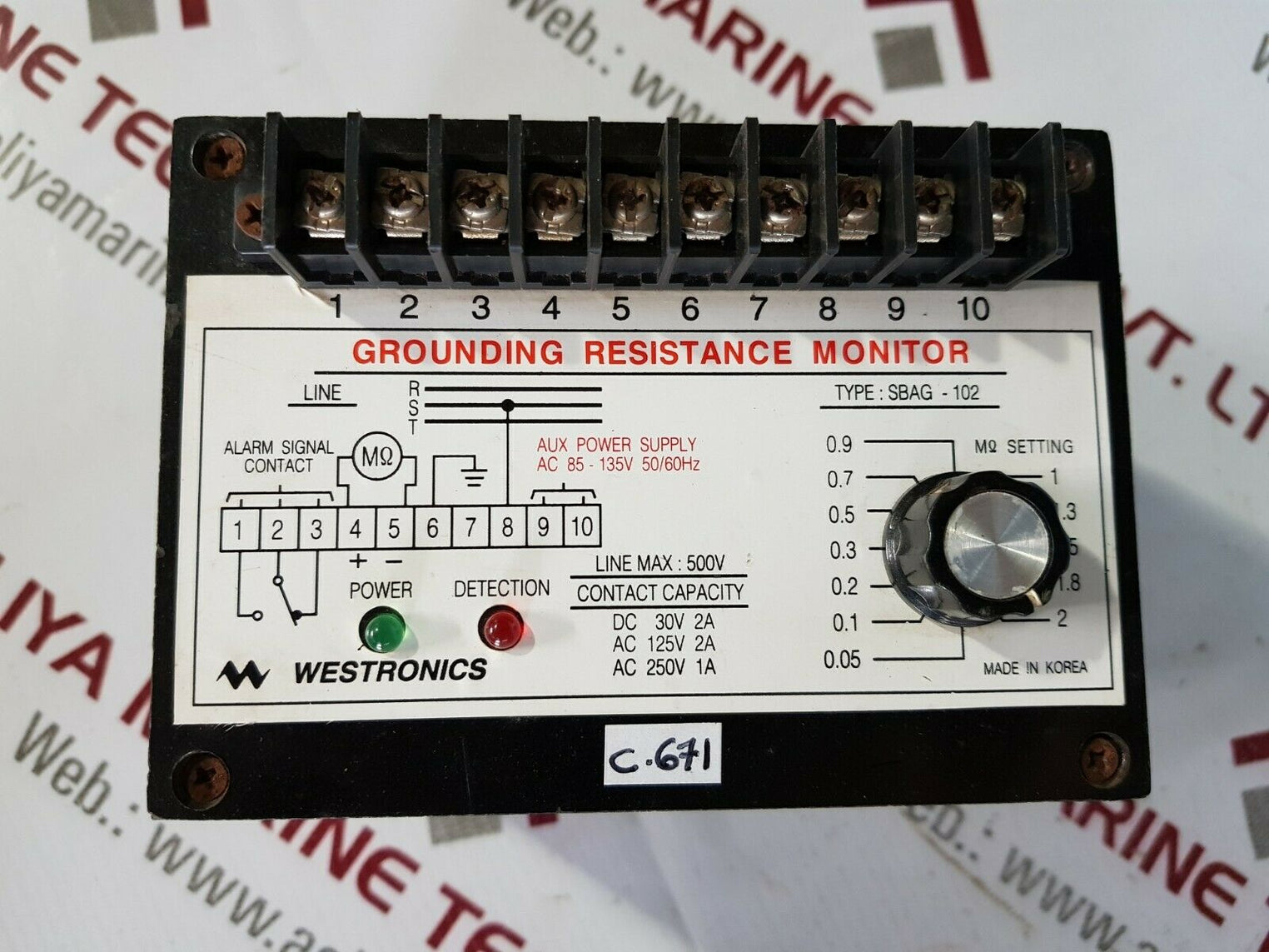 Westronics sbag-102 grounding resistance monitor