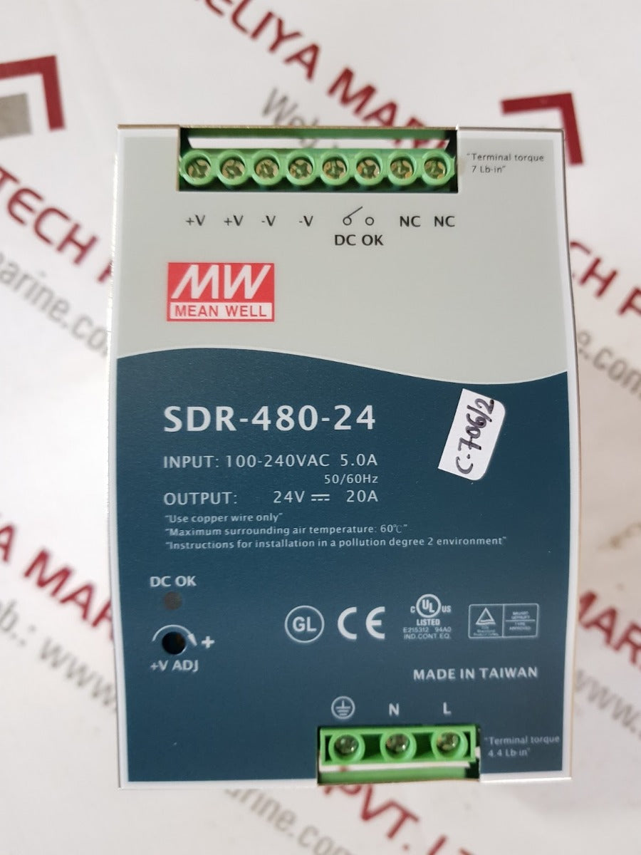 mean well sdr-480-24 din rail power supply