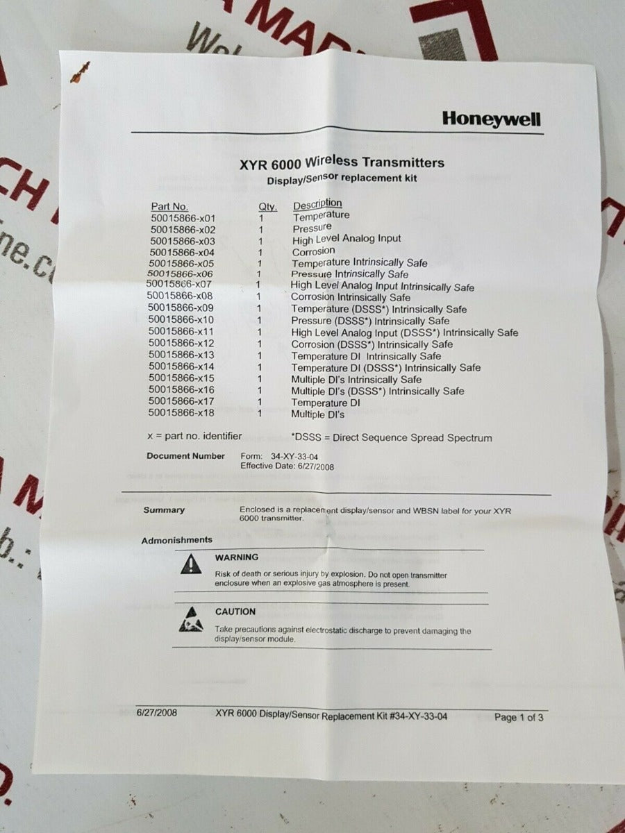 Honeywell 50015866-511 replacement hlai dsss sensor