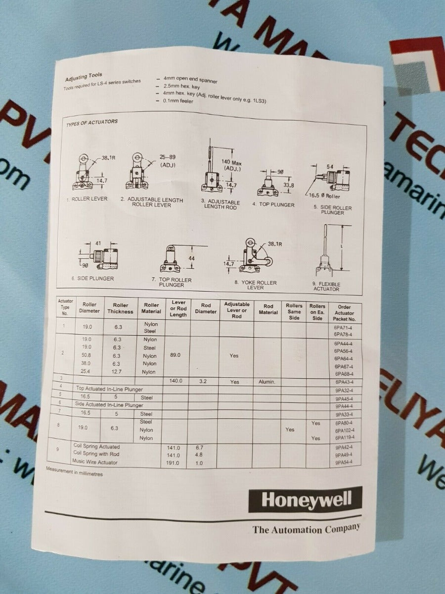 Honeywell 8ls1-4c limit switch