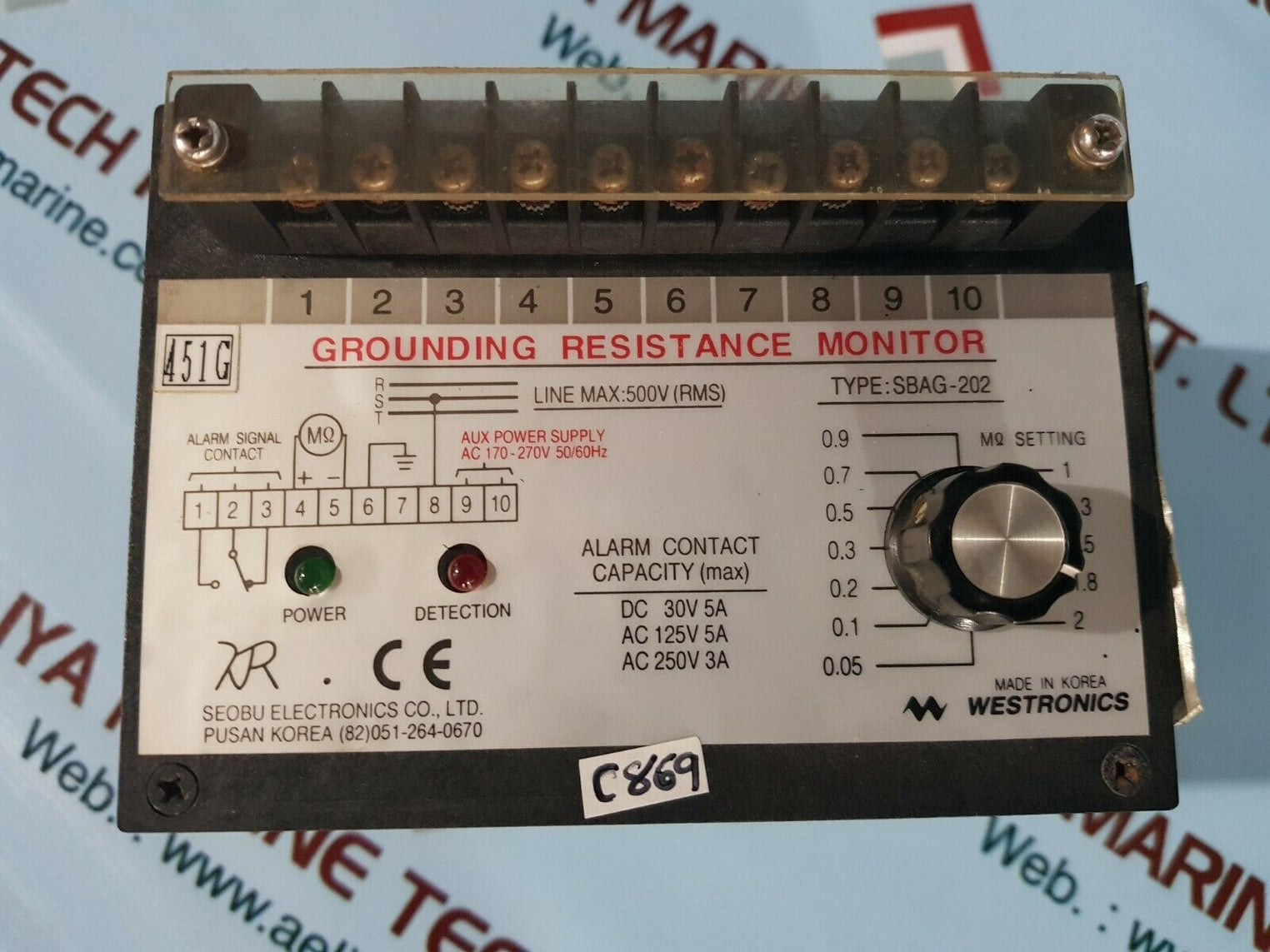 Westronics sbag-202 grounding resistance monitor 50/60hz