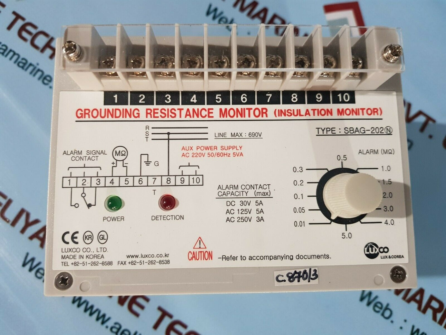 Luxco sbag-202 grounding resistance monitor (insulation monitor)