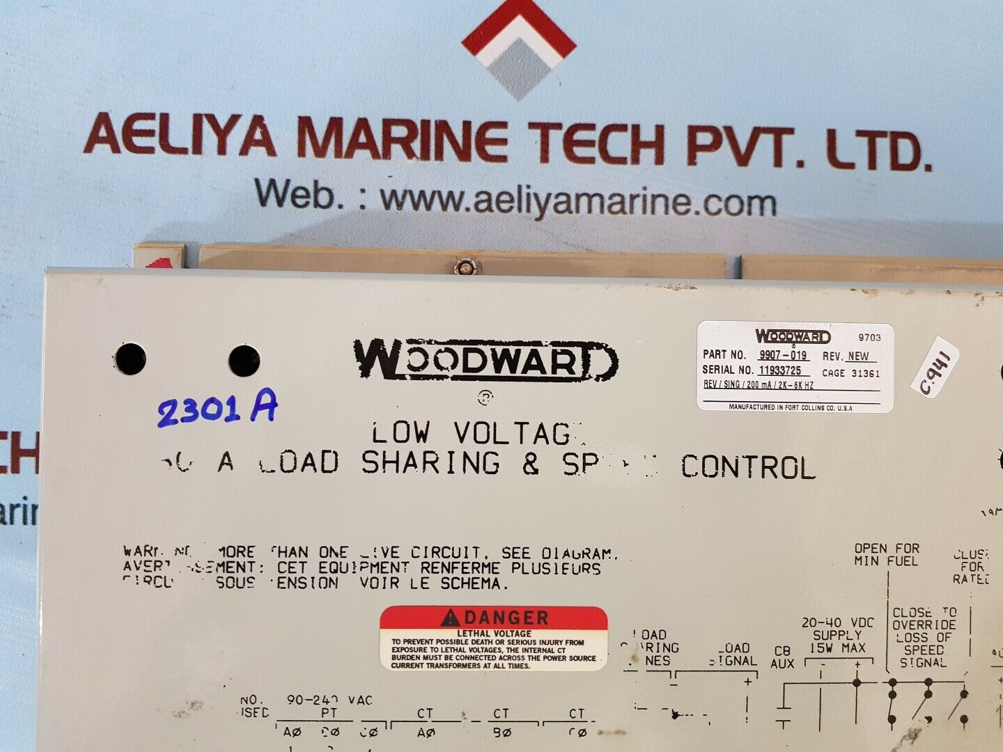Woodward 9907-019 low voltage 2301a load sharing & speed control 200 ma 2k-6k hz
