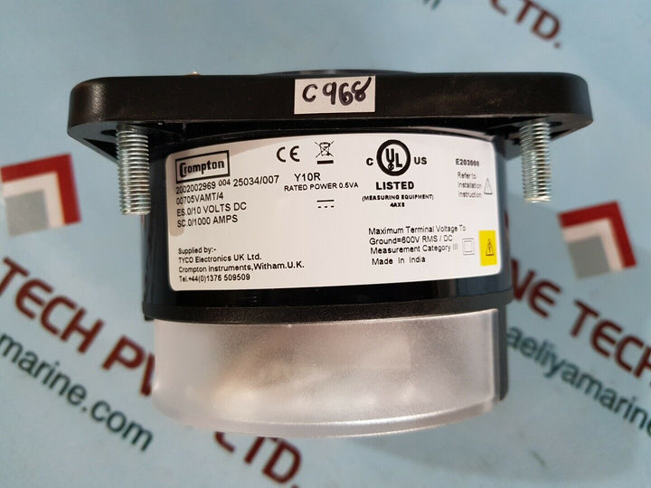 Crompton 00705vamt/4 d-c Amperes panel meter