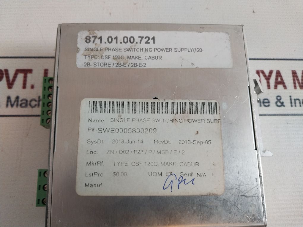 Cabur Xcsf120C Single Phase Switching Power Supply 110-345 Vdc