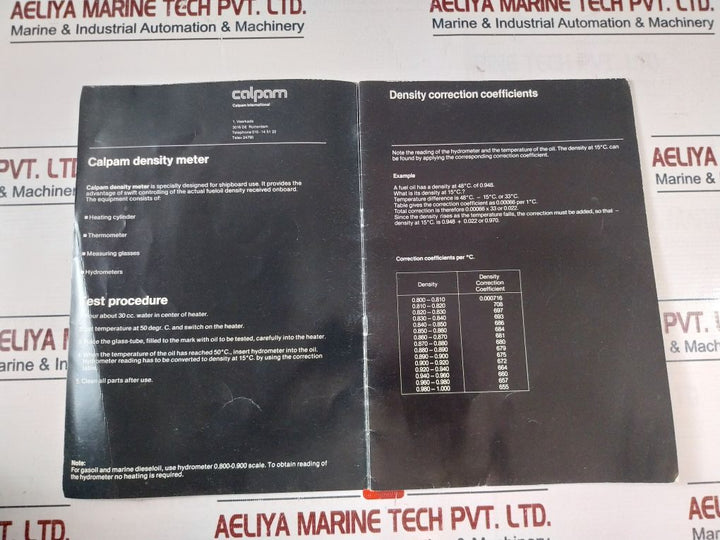 Calpam Test Procedure Density Meter 10/16A 250V