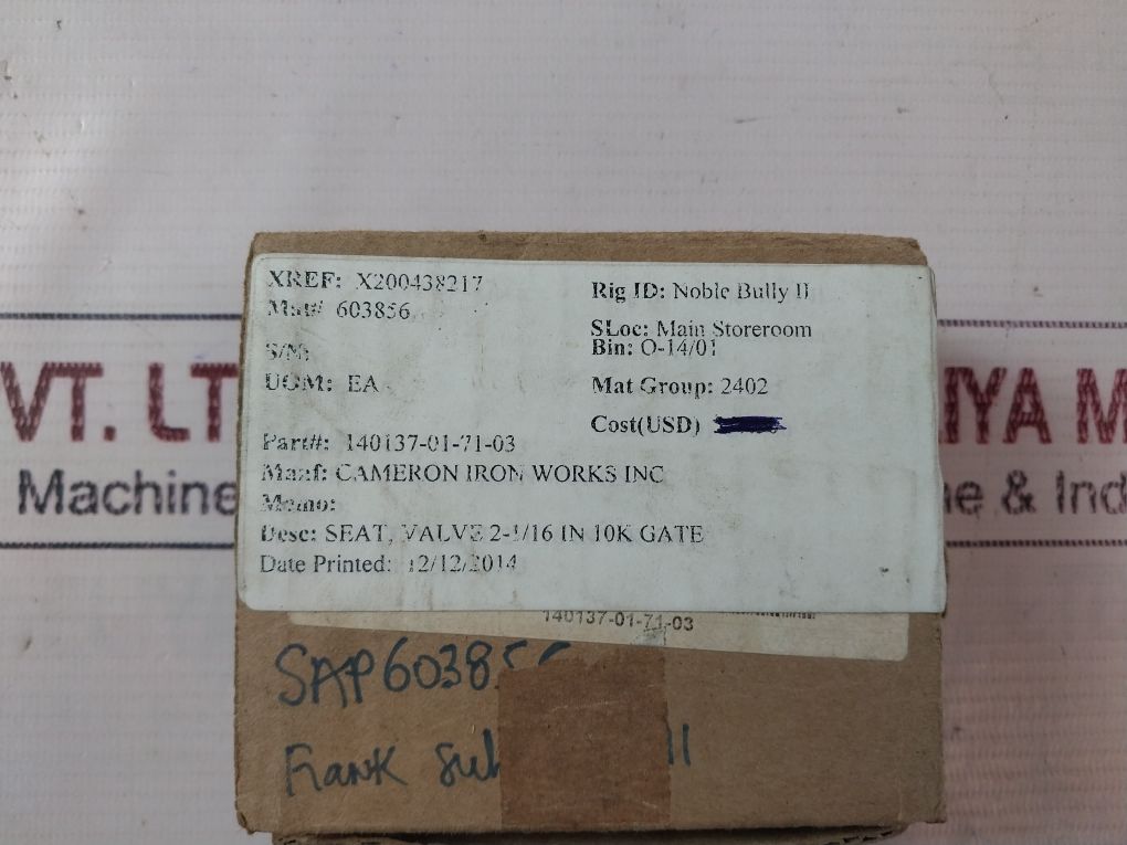 Cameron 140137-01-71-03 Seat Valve