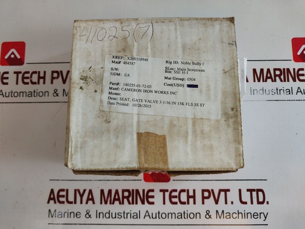Cameron 140255-01-72-03 Seat Gate Valve Rev 02 Hrb 95.0
