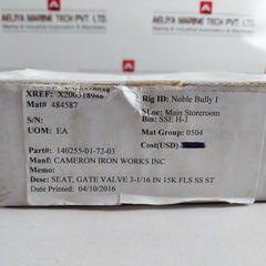 Cameron 140255-01-72-03 Seat Gate Valve