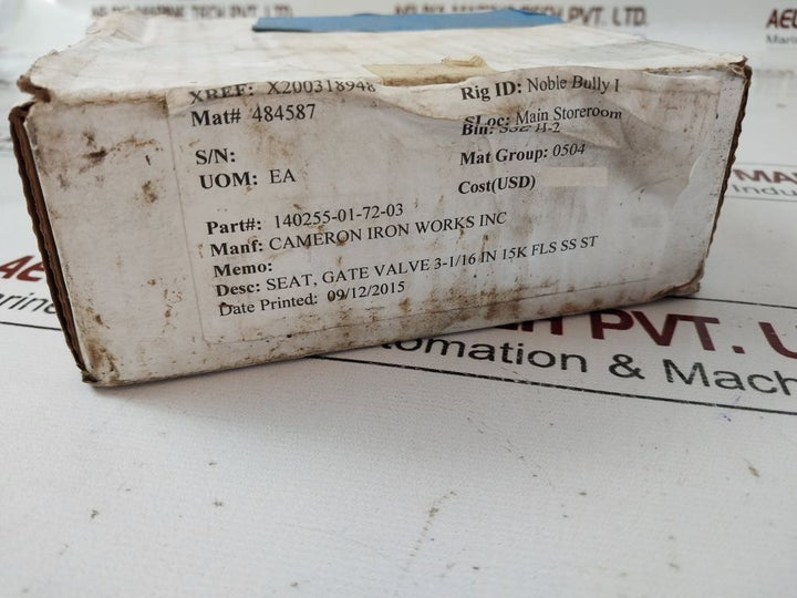 Cameron 140255-01-72-03 Seat Gate Valve