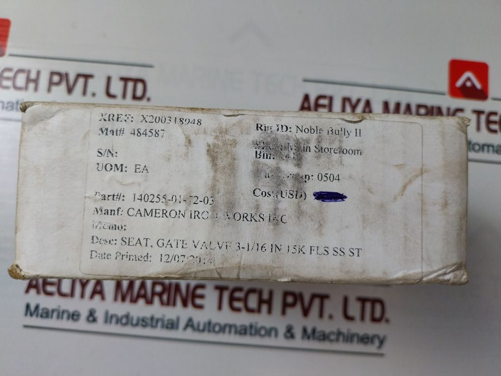 Cameron 140255-01-72-03 Seat Gate Valve 3-1/16 In 15K Fls Ss St Rev.02