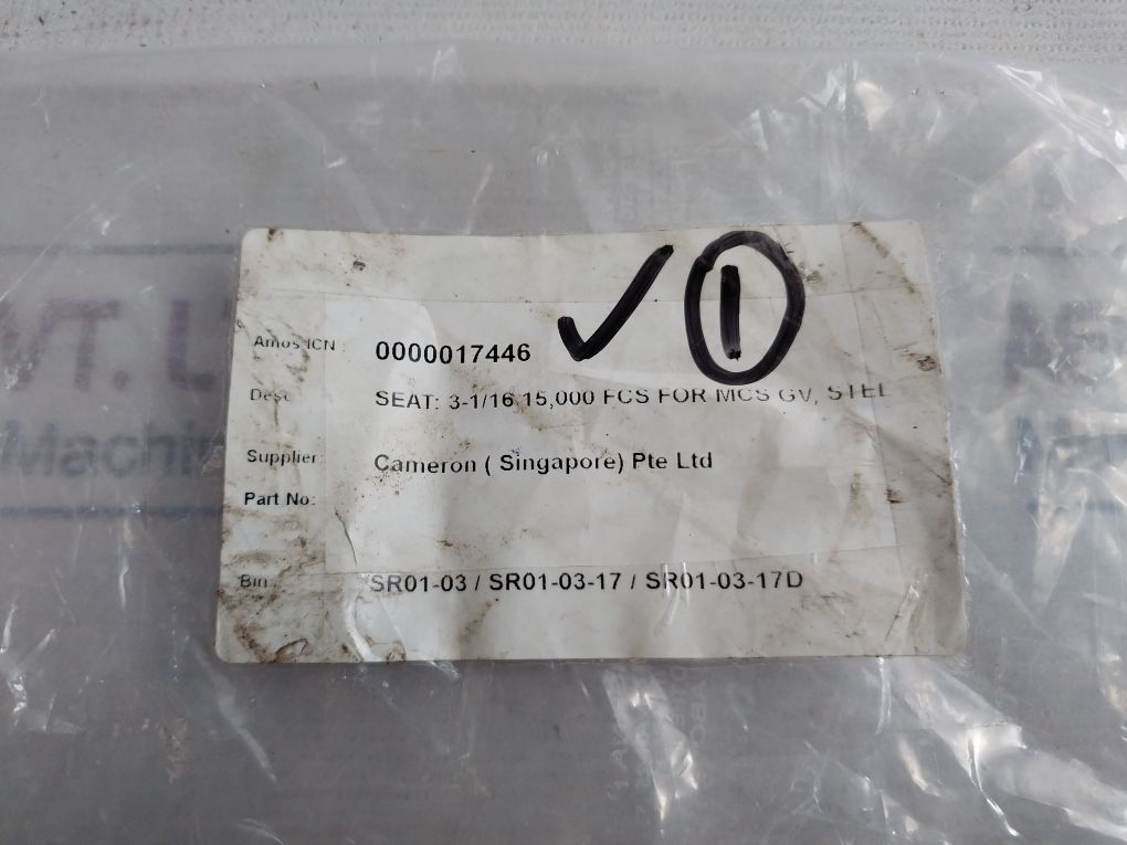 Cameron 140296-01-04-03 Valve Seat Rev: 01