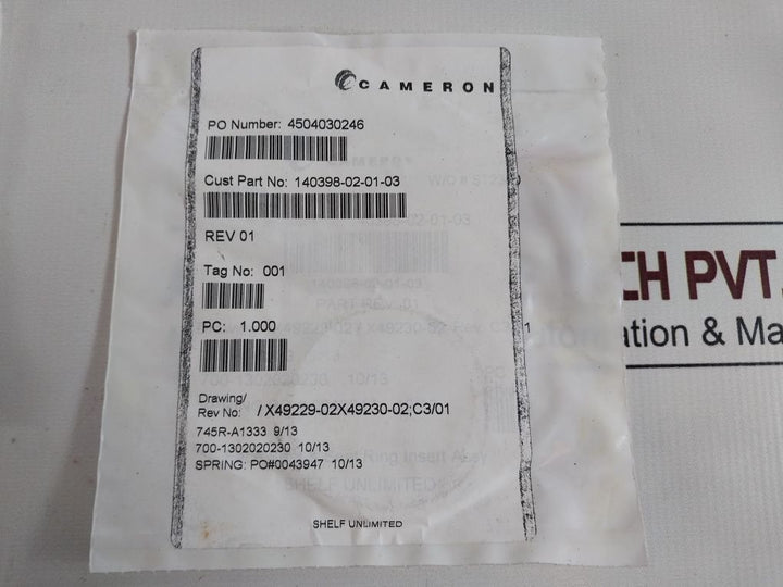 Lot Of 8X Cameron 140398-02-01-03 Face Seal