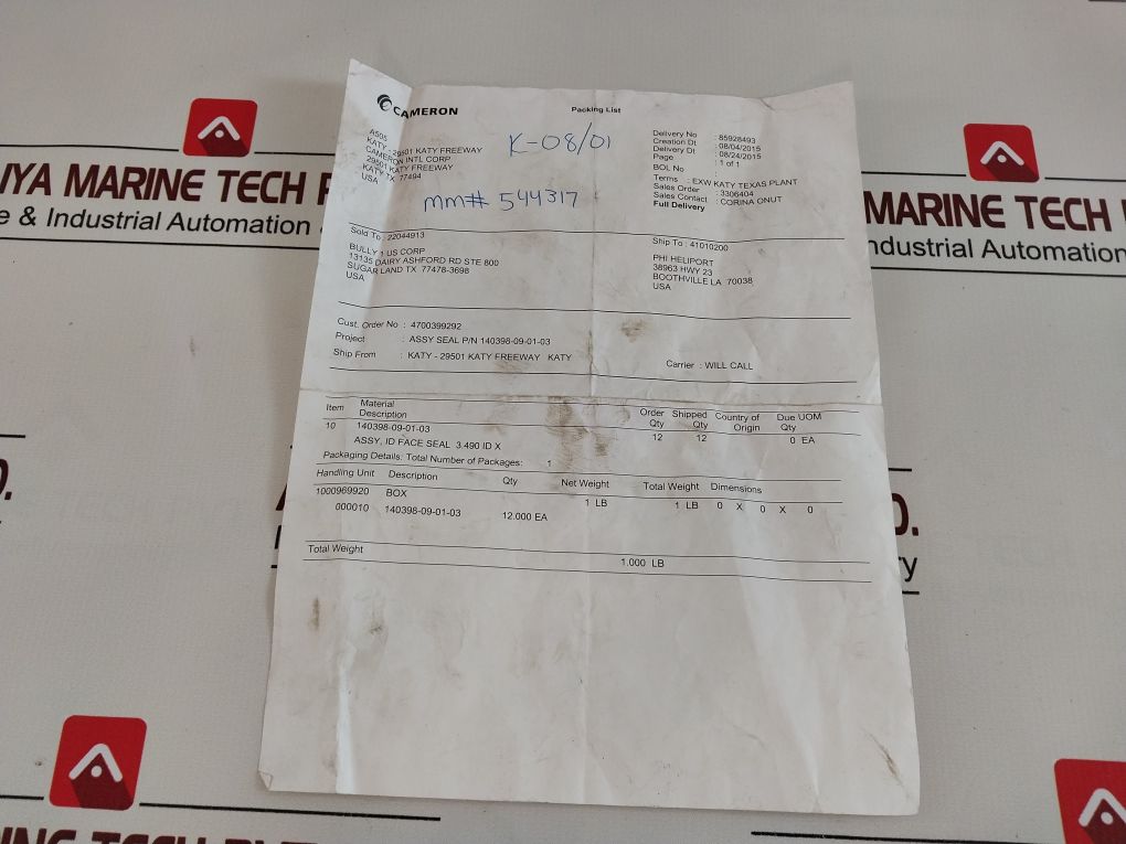 Cameron 140398-09-01-03 Assy Seal
