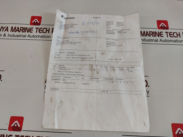 Cameron 140398-09-01-03 Assy Seal
