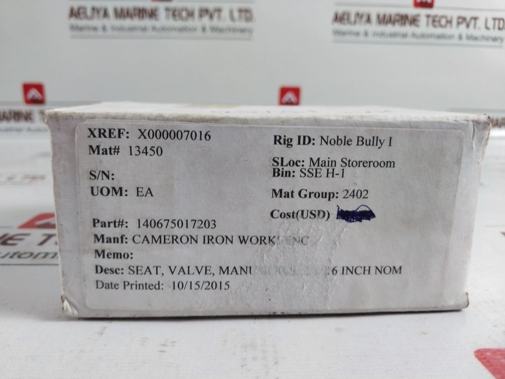 Cameron/Tribocor 140675-01-72-03 Rev: 02 Valve Seat Hrb: 94.0