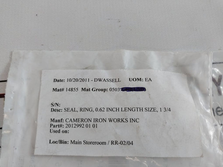 Cameron 2012992-01-01 Seal Ring
