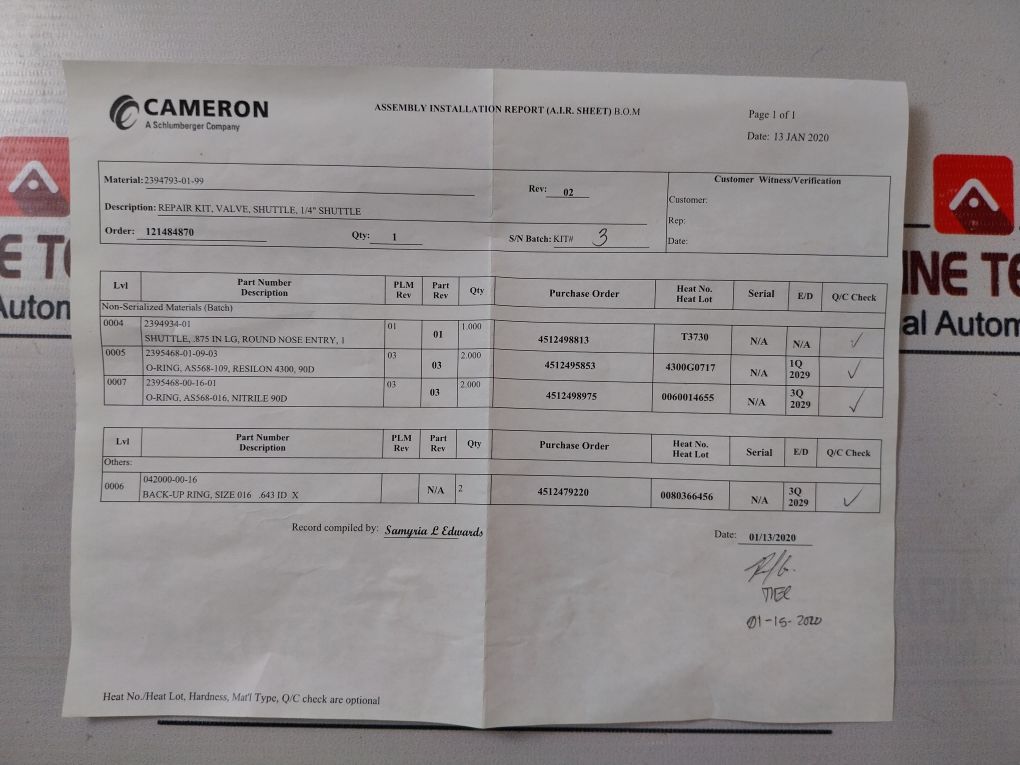 Cameron 2394793-01-99 1/4