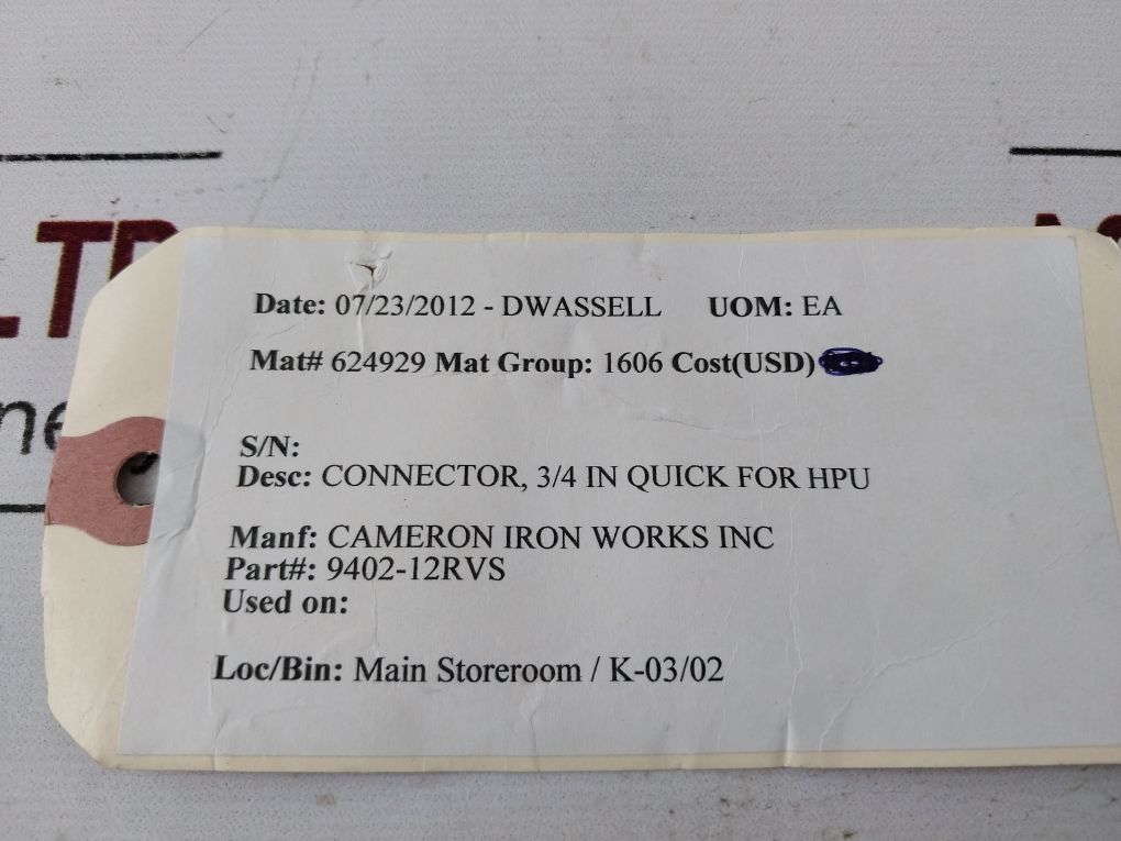 Cameron 9402-12Rvs Connector