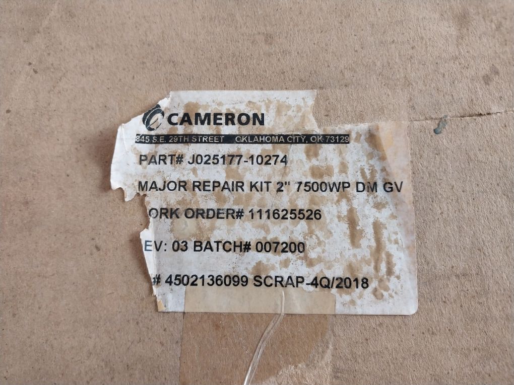 Cameron J025177-10274 Gate Valve Repair Kit