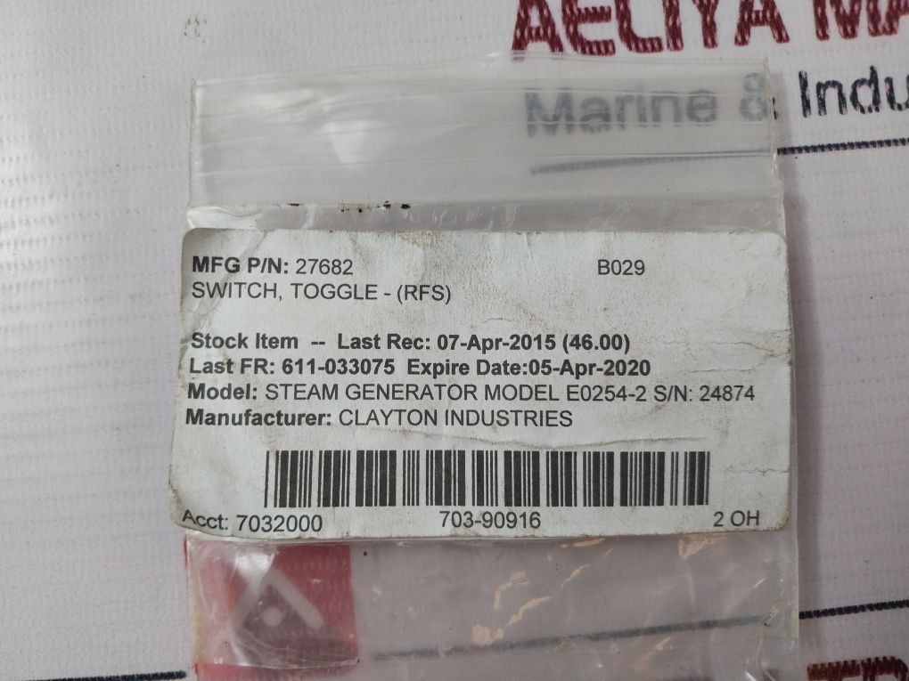 Lot Of 2X Carling 27682 Toggle Switch 10A/250Vac, 15A/125Vac