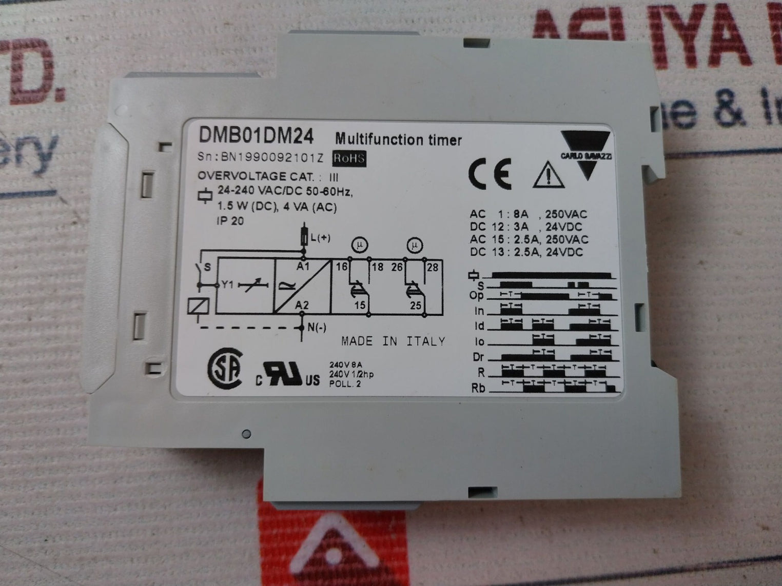 Carlo Gavazzi Dmb01Dm24 Multifunction Timer 0.1S-10H
