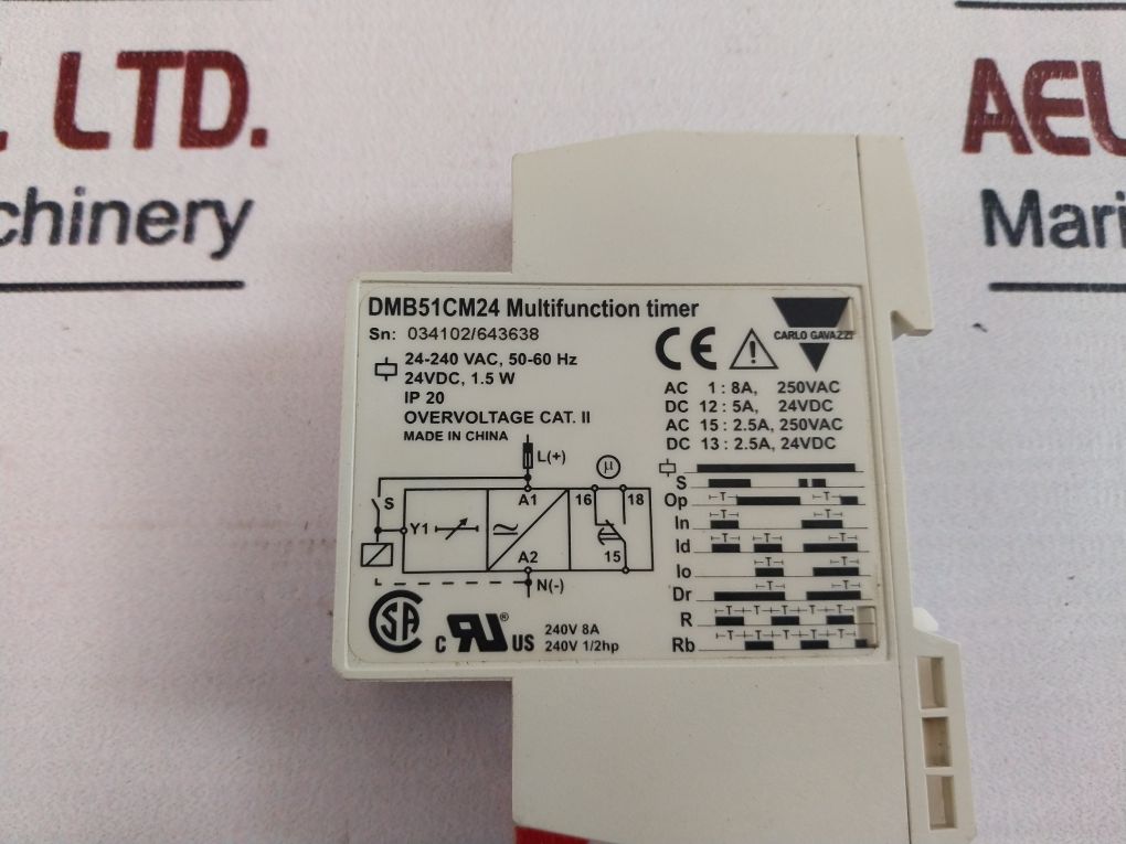 Carlo Gavazzi Dmb51Cm24 Multifunction Timer 240V 1/2Hp