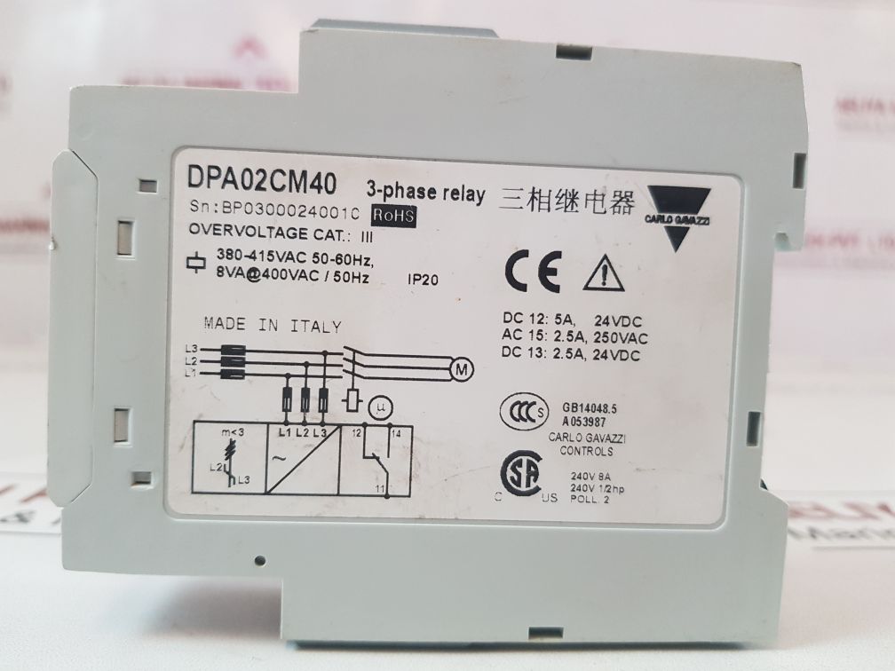 Carlo Gavazzi Dpa02Cm40 3-phase Monitoring Relay