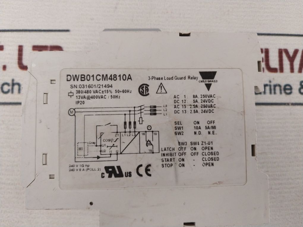 Carlo Gavazzi Dwb01Cm4810A 3-phase Load Guard Relay